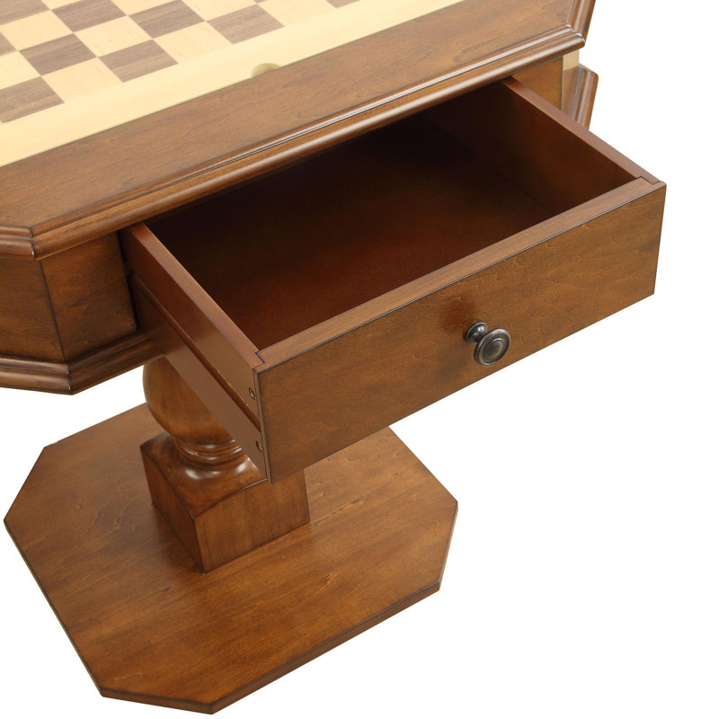 Reversible Chess Checker Game Table w/Game Tray (Chess Fingures Not Included), Cherry
