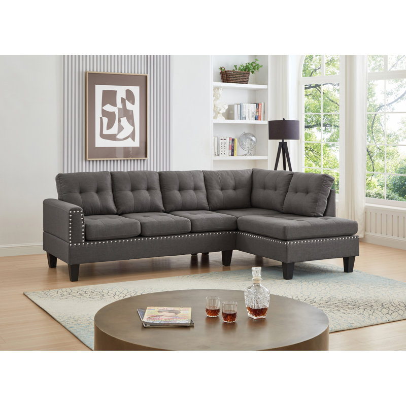 Canapé modulaire rembourré contemporain, Mélange de polyester gris