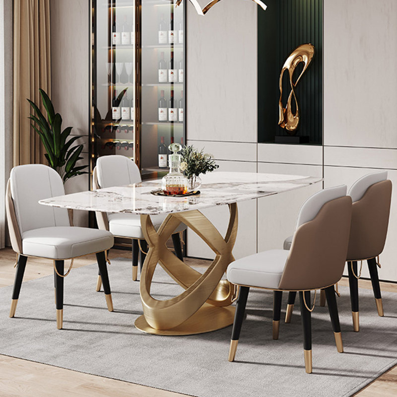Ensemble de table de salle à manger rectangulaire de luxe de style italien, H 29,5 po x L 70,9 po x l 35,4 po