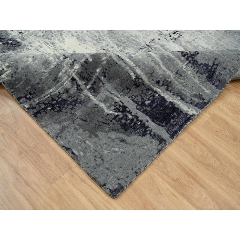 Koichiro One-of-a-Kind Square 10'0" X 10'0" New Age Square Area Rug in Black