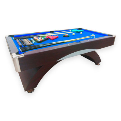 Table de billard professionnelle 8 pi avec feutre bleu, retour de balle et accessoires complets