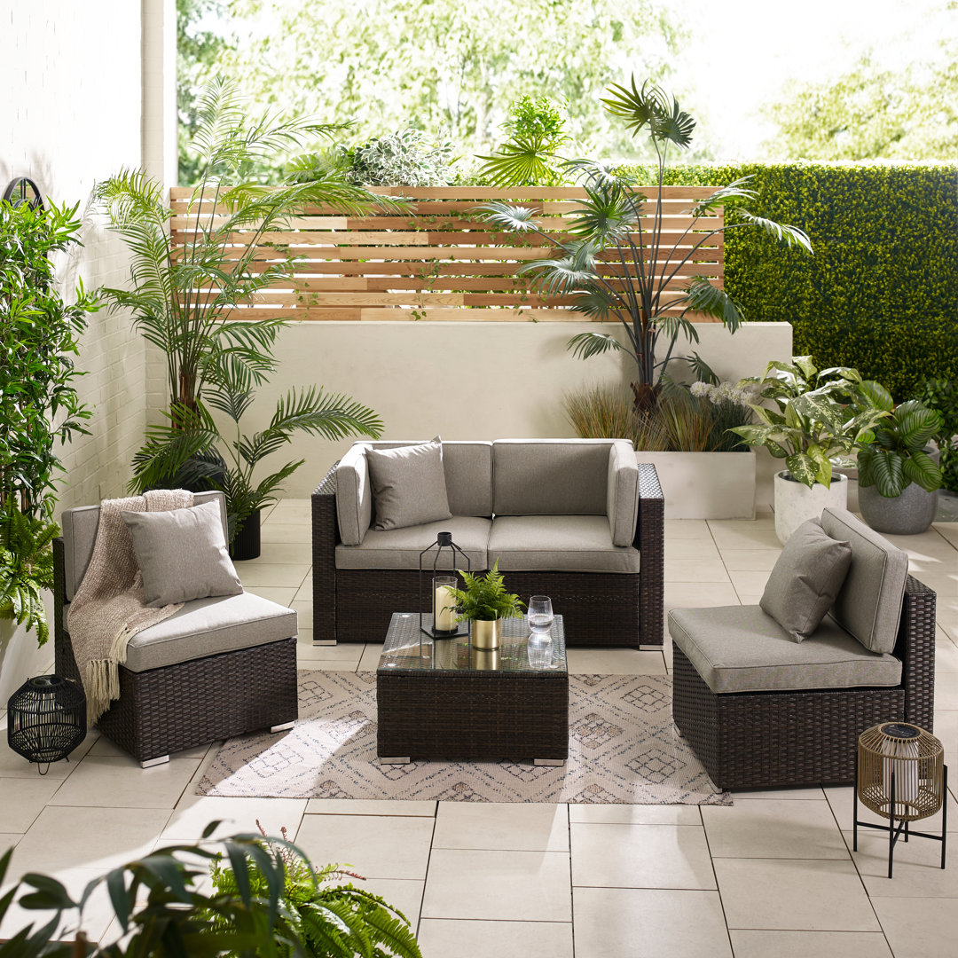 Miacomet Modular PE Rattan Garden Sofa Set and Table for Modern Gardens and Patios (Cover Included)