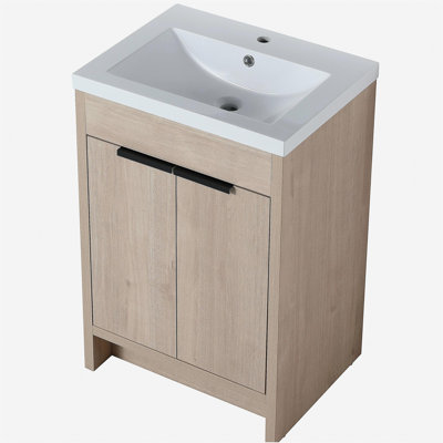 (KD-PACKING)24 Inch Freestanding Bathroom Vanity With White Resin Sink(G-lemon SKU:BVB02424PLO-GRB2440),W1286S00017