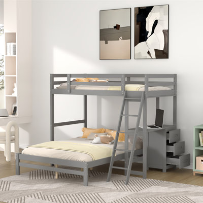 Twin Over Full Bunk Bed With Built-In Desk And Three Drawers -  Harriet Bee, 91FB9DD3537A4D93A8BF27CF493FD8FA