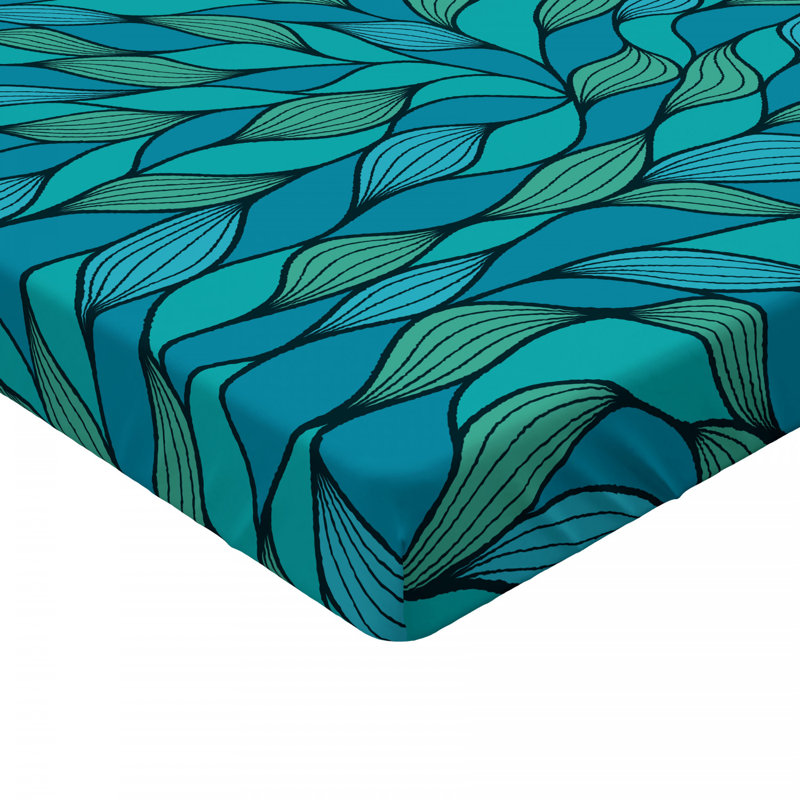 Microfiber Floral Fitted Sheet, Queen Fitted Sheet, Blue Floral
