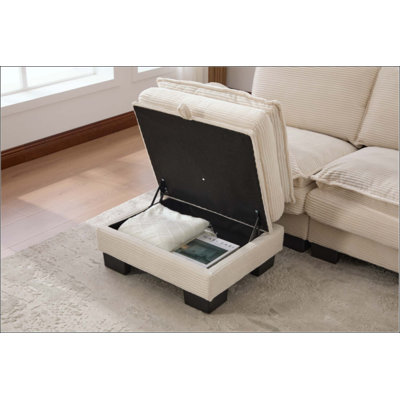  Canapé modulaire modulaire avec nuage, siège rembourré en velours côtelé avec ports USB et repose-pieds de rangement, canapé segmenté configurable sur mesure pour salon et bureau