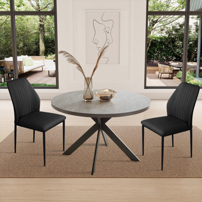 Cappelletti Round Steel Pedestal Dining Table Set