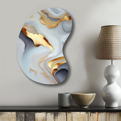Frome - reproduction d'art asymétrique en marbre sur métal, sculpture murale en métal de forme irrégulière