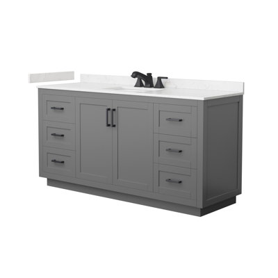 Meuble-lavabo simple autoportant de 66 po avec plateau en marbre Miranda