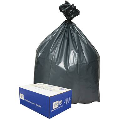 Earthsense Commercial Trash Bags, 60 Gallon, Recycled - Plastic -  100/Carton - Black 