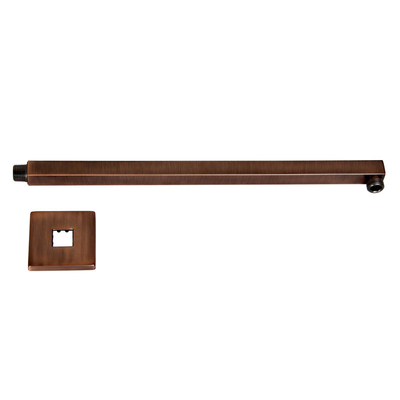 Wallmount Modern Square Shower Arm with Flange, Oil Rubbed Bronze