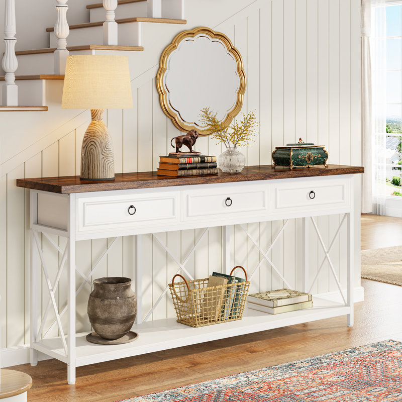 Tatianah 70.86'' Console Table, Brown/White
