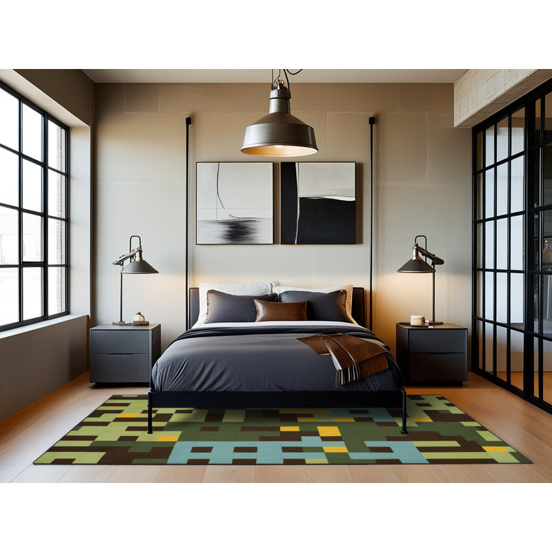 Earth Tones Mosaic Rug, Round 5'