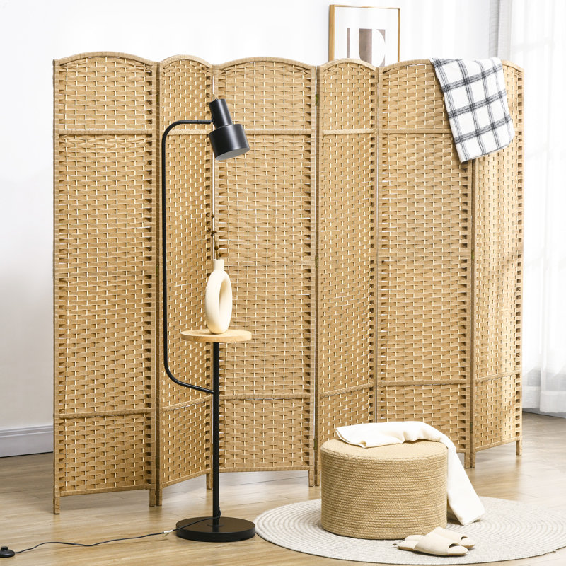 Alyas 240cm W x 170cm H 6 - Panel Solid Wood Folding Room Divider