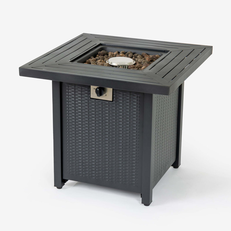 28-Inch Iron Square Propane Fire Pit Table