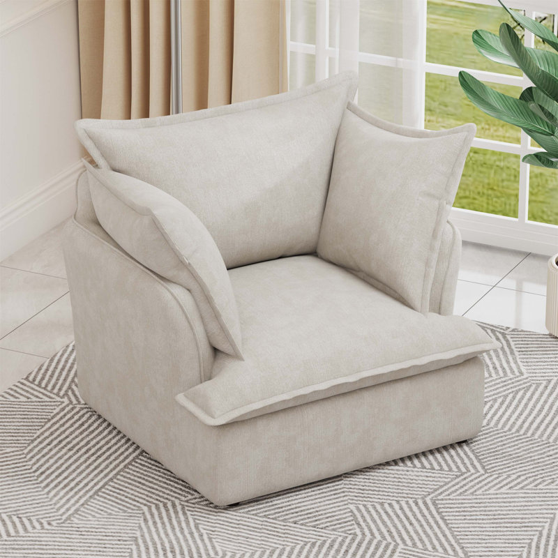 Canapé simple moderne en chenille avec accoudoirs pour le salon et la chambre à coucher, une pièce décorative confortable et élégante