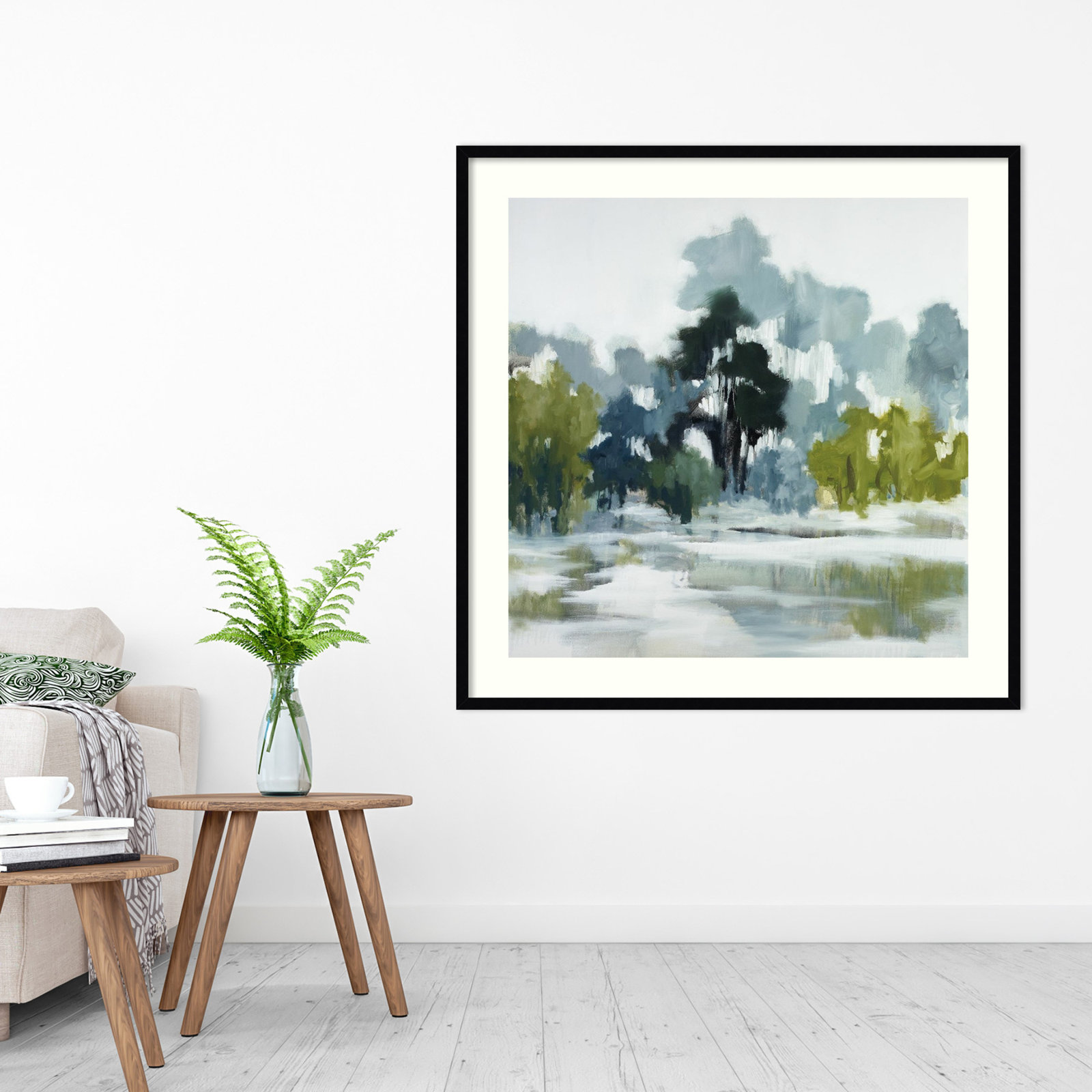 Geneve "Pond Reflections" Print, Black Framed Paper, 19" H x 19" W