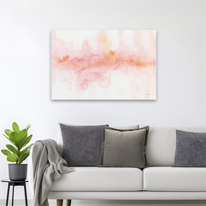 Rainbow Seeds Abstract Blush Crop - Art abstrait orange, rose, rouge, H 32 po x l 48 po