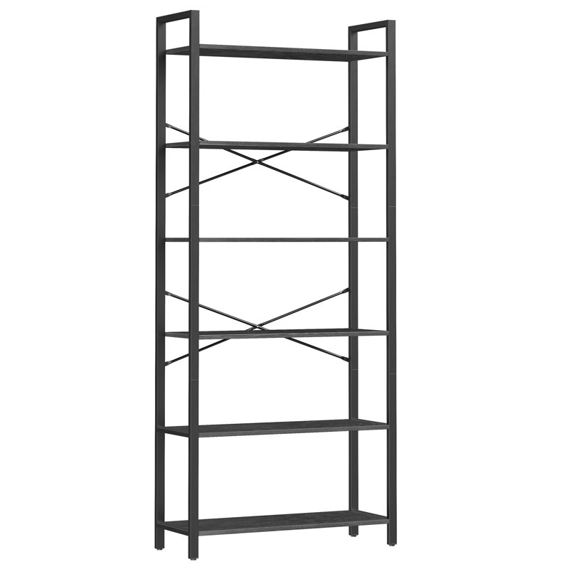 Toulouse 186cm H x 80cm W Metal Etagere Bookcase, Black