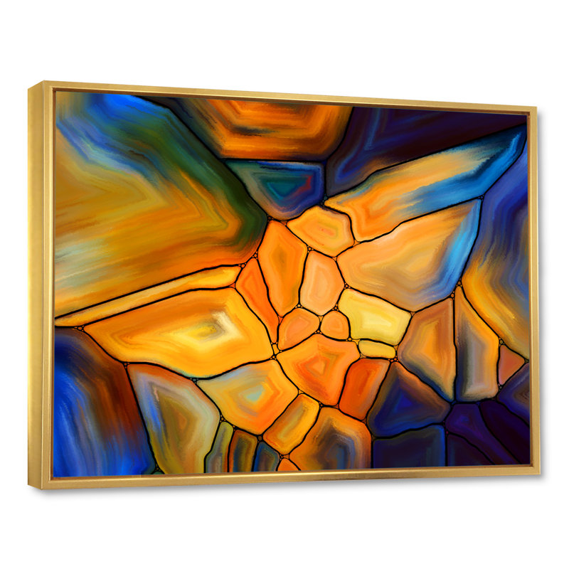 Rêve de vitrail - reproduction sur toile avec cadre flottant, H 8 po x l 12 po x P 1 po, Cadre doré