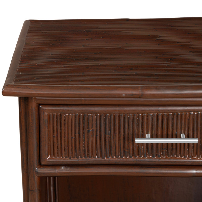 Pencil Rattan 1 - Drawer Nightstand, Cocoa