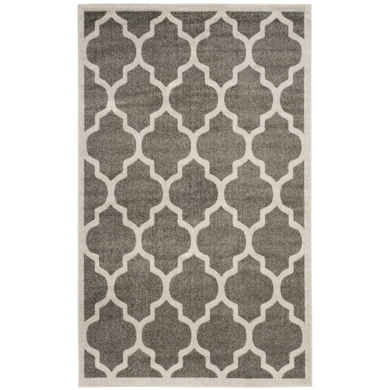 Tapis géométrique gris foncé / beige Ammundsen, Rectangle 2 pi 6 po x 4 pi