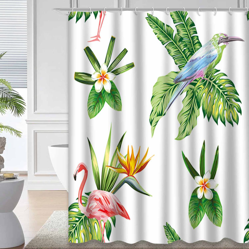 Rideau de douche imperméable à motif floral avec 12 crochets, L 72 po x l 72 po