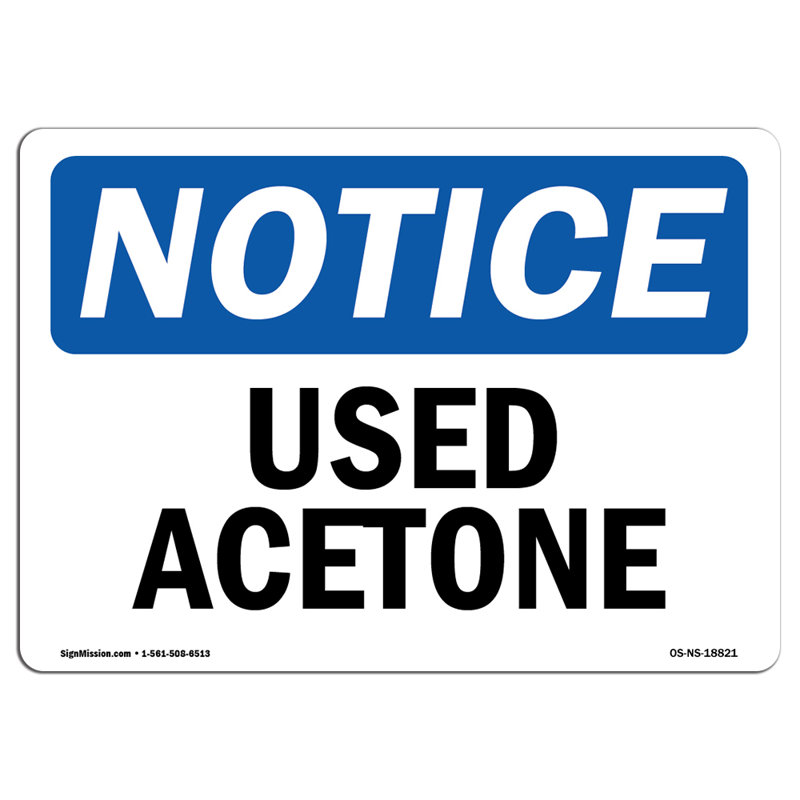 Used Acetone Decal 7" X 5"