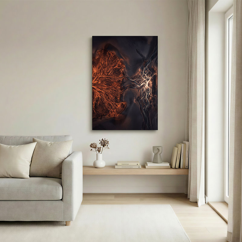 Rouille et rivière d'argent, photographie aérienne sur toile Delta, H 36 po x l 24 po