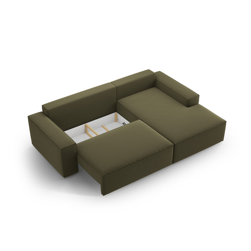 Alisbha 2 Seater Velvet Sofa Bed, Green