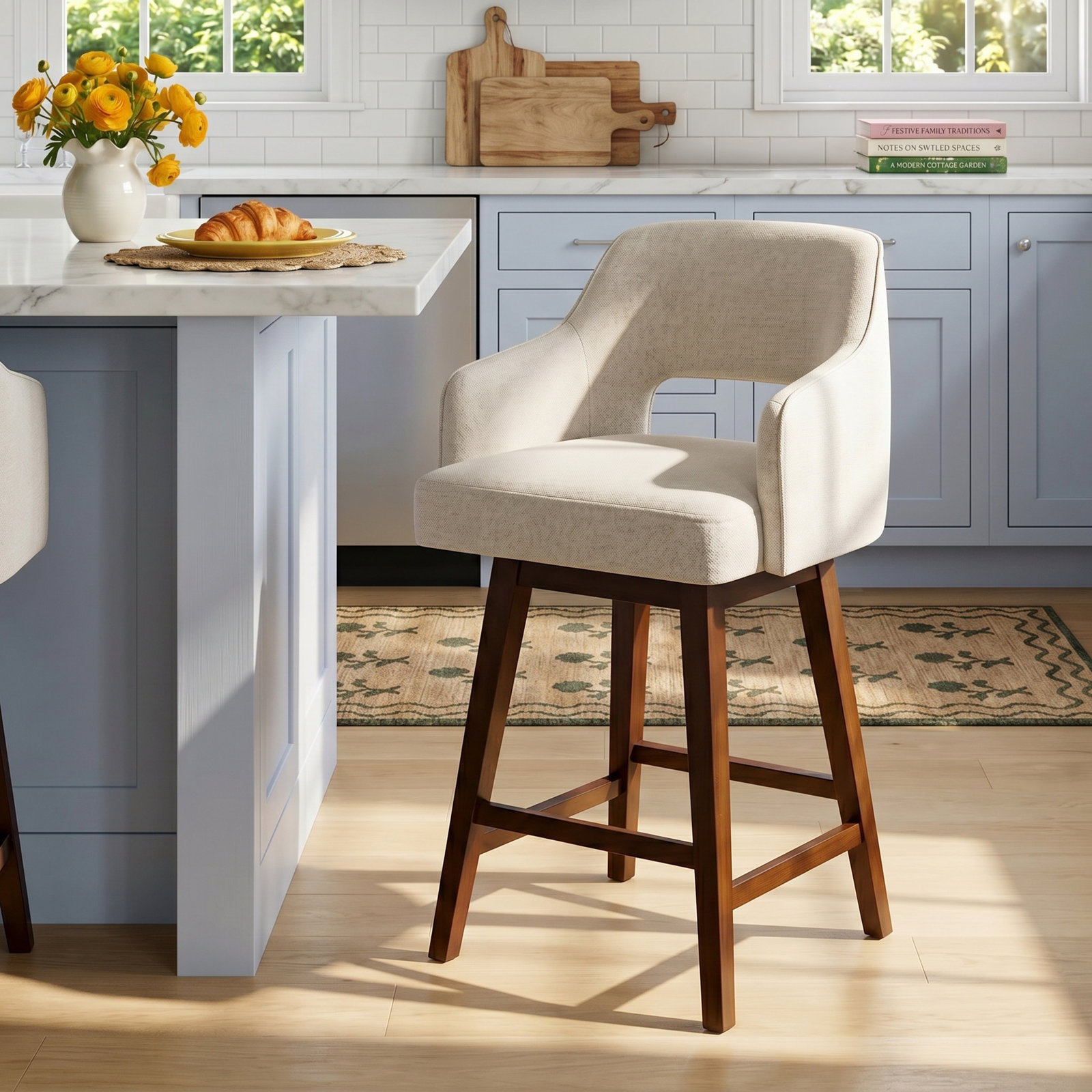 Lainey 26" Bar Stool, Effie Linen Performance Linen
