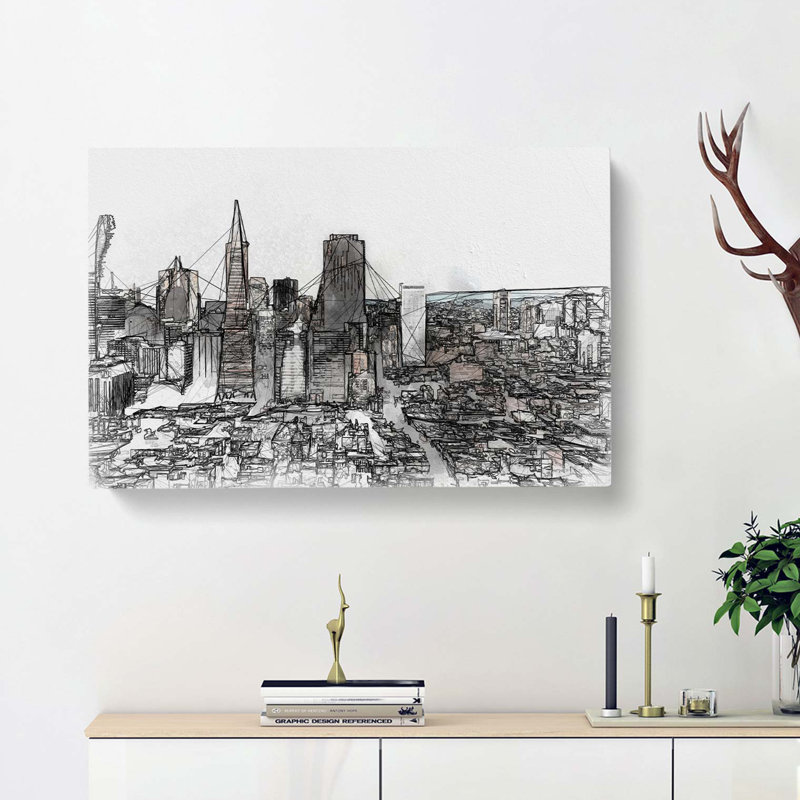 Sketch Of San Francisco In Abstract - Wrapped Canvas, 35cm H x 50cm W x 3cm D