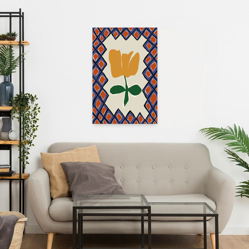 Art contemporain abstrait, art floral coloré, H 24 po x l 16 po
