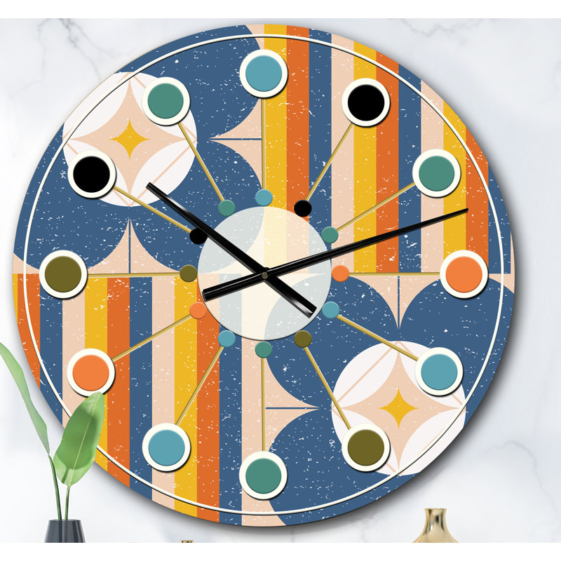 Horloge murale rétro Mid-Century, Surdimensionné