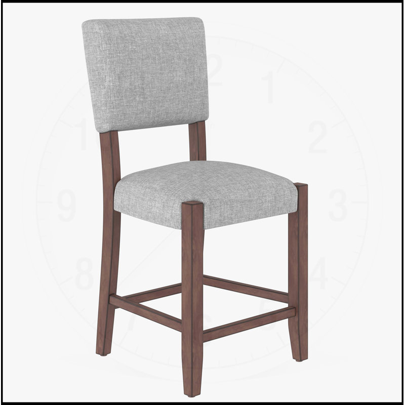 Ensemble de 4 tabourets de bar Mid-Century modernes en lin rembourrés avec des pieds en bois massif pour la cuisine et la salle à manger