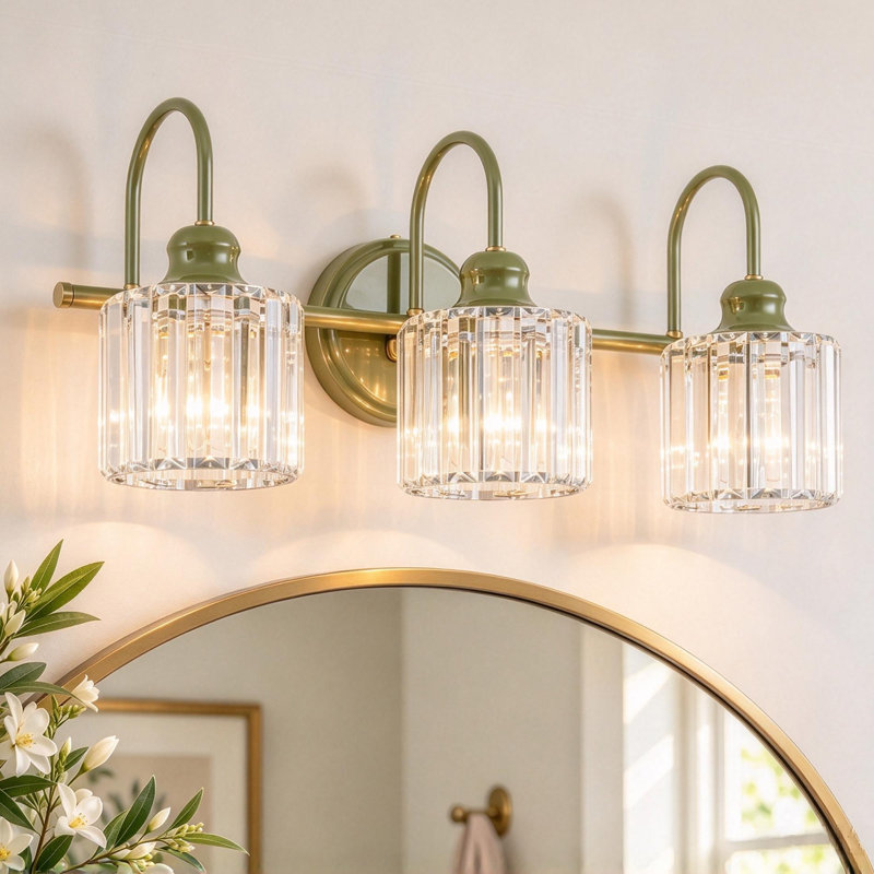 Éclairage pour meuble-lavabo en verre cristal 3 lumières sous le miroir