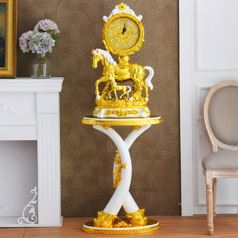 59.06 in. H Glass and Plastic / Acrylic Floor Clock, Bright Gold