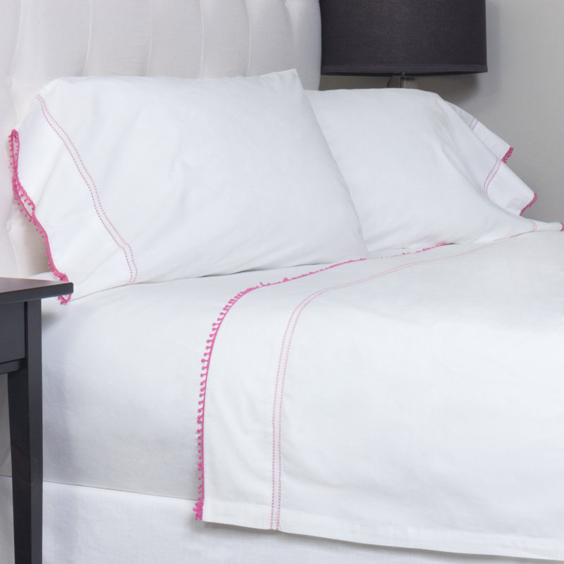 Ensemble de draps 100% coton Lalinette, Ensemble de draps pour grand lit avec 2 taies d'or