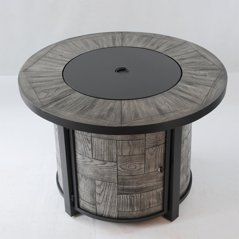 Outdoor Propane Fire Pit, Square Stonecrest Gas Fire Pit, Concrete Propane Fire Table 50,000 BTU Gas Fire Pit W Lava Rocks