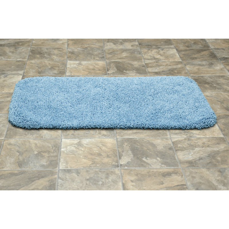 Treye Nylon Bath Rug with Non-Slip Backing, Basin Blue, Rectangle 24" x 40"