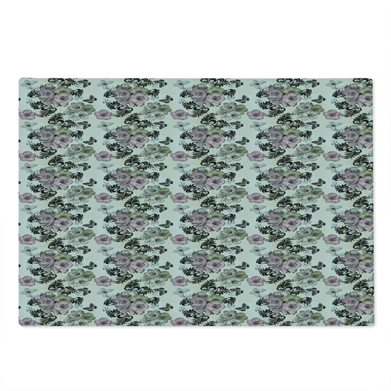 Ambesonne Vintage Cutting Board Large Size Nostalgic Floral Pattern Multicolor