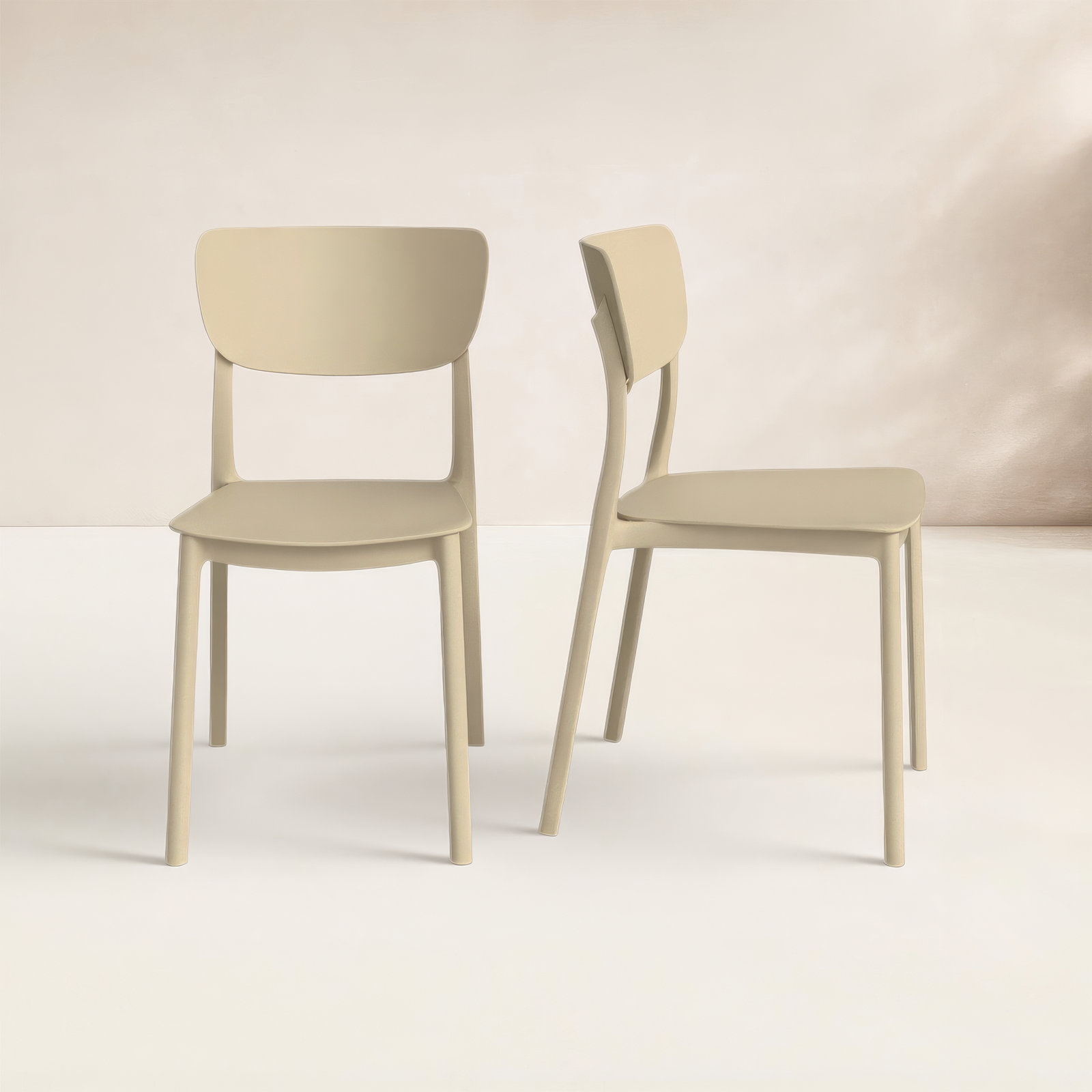 Farrah Outdoor Stacking Dining Side Chair, Taupe