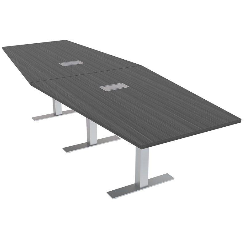 Table de conférence hexagonale avec bases en T et module d'alimentation, H 30 po x L 144 po x l 48 po, Nuit asiatique