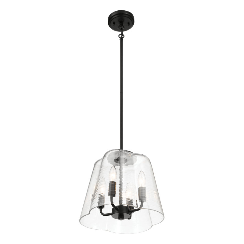 Luminaire suspendu quatre lumières bougie avec verre transparent Soiree, Noir
