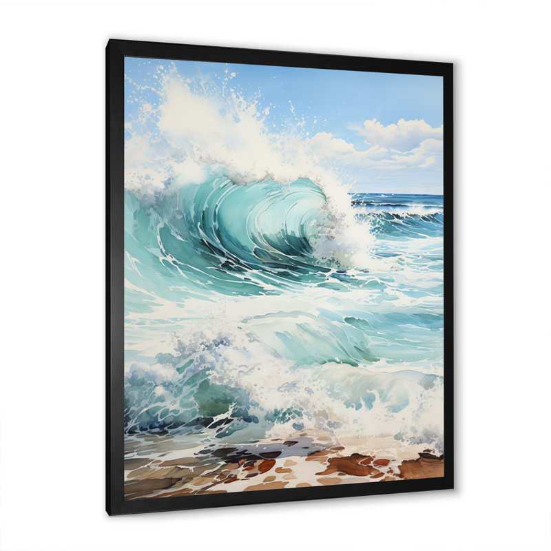 «Coastal Seaside Serenity - Nautical & Beach», reproduction d'art sur toile, H 32 po x l 24 po x P 1 po, Cadre photo noir