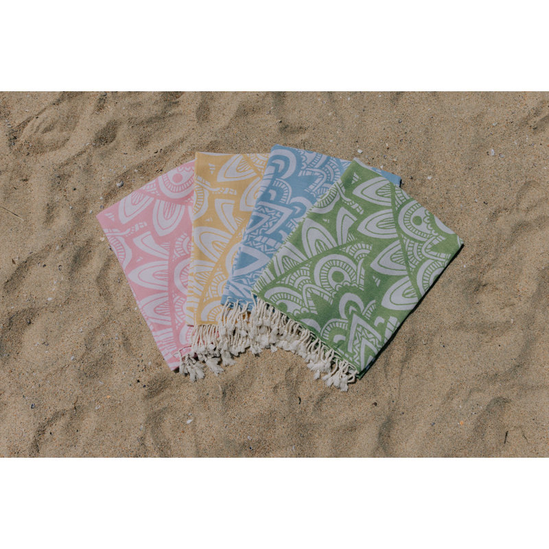 Antalya Mandala Organic Cotton Turkish Towel, Elevated Sand Resistant Beach Peshtemal, Thin & Absorbent Bath Sheet, 66” x 36”