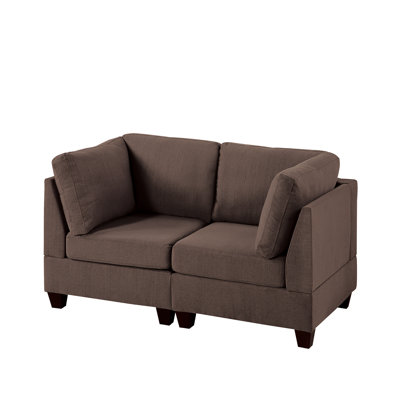 2Pc Modular , Black Coffee Color, Linen-Like Fabric, Steady Wood Construction Chair Coloration, Robust Frame