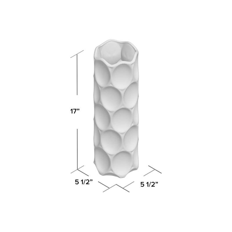 Vase de table en céramique Grier, H 17 po x l 5,5 po x P 5,5 po, Orange