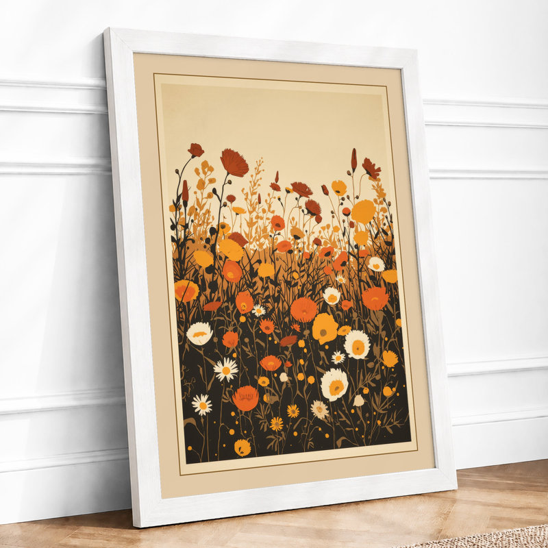 Wildflower Garden Botanical - Framed Print, A2 - 59.4 x 42.0 cm, White