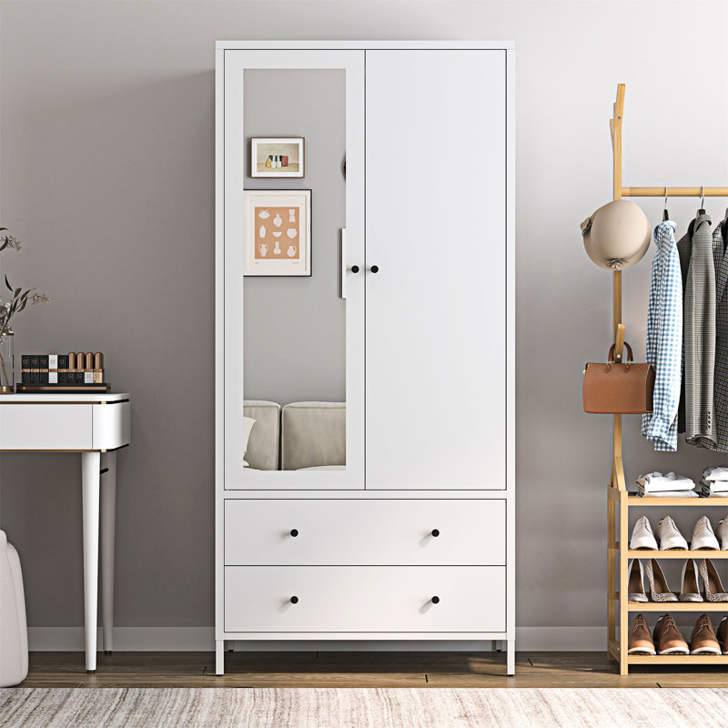 Armoire de rangement en métal pour vêtements, Blanc